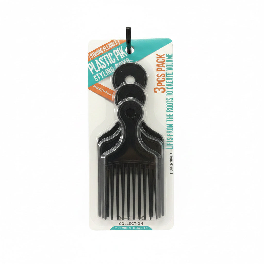 3-Piece Plastic Styling Comb Set